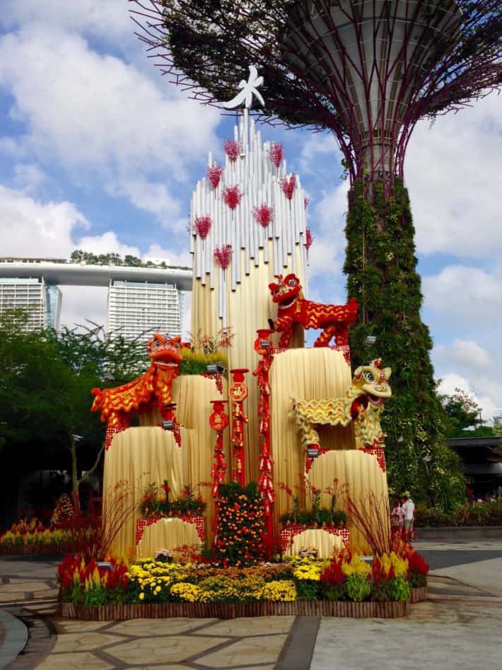 Chinese New Yaer in Singapur, Pflanzen Grüße im Gardens by the bay