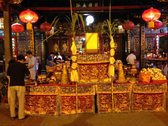 Chinese New Year, Melaka, Temepel, geschmückt, gold, rot, 